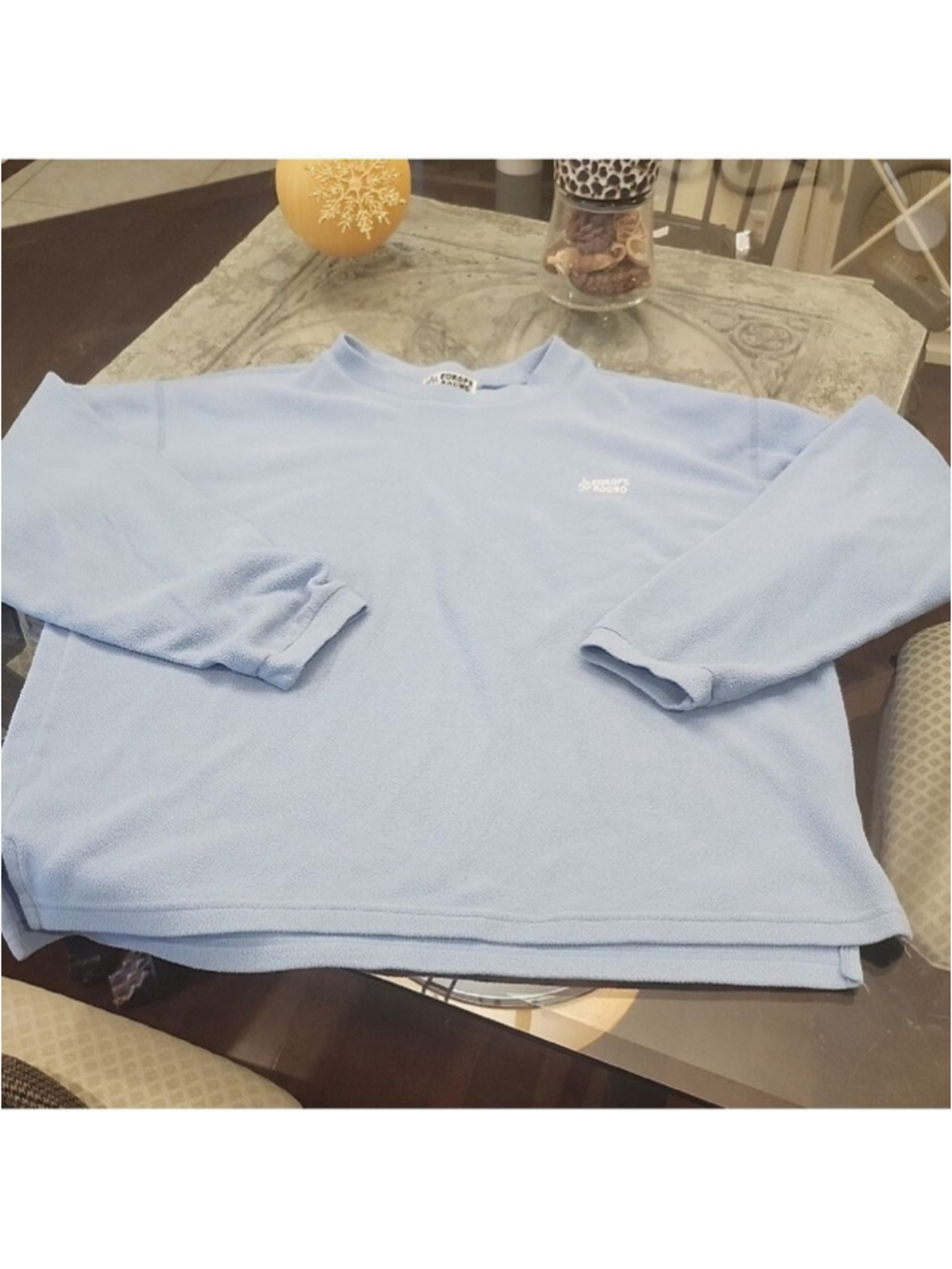 Europe Bound Polartec Fleece Men's Sky Blue Crewneck Sweater Vintage Large